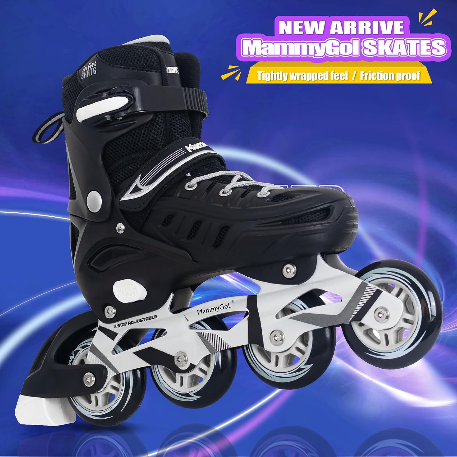 Detalle de MammyGol Adults Adjustable Inline Skates: Safe, Durable, with Giant Wheels