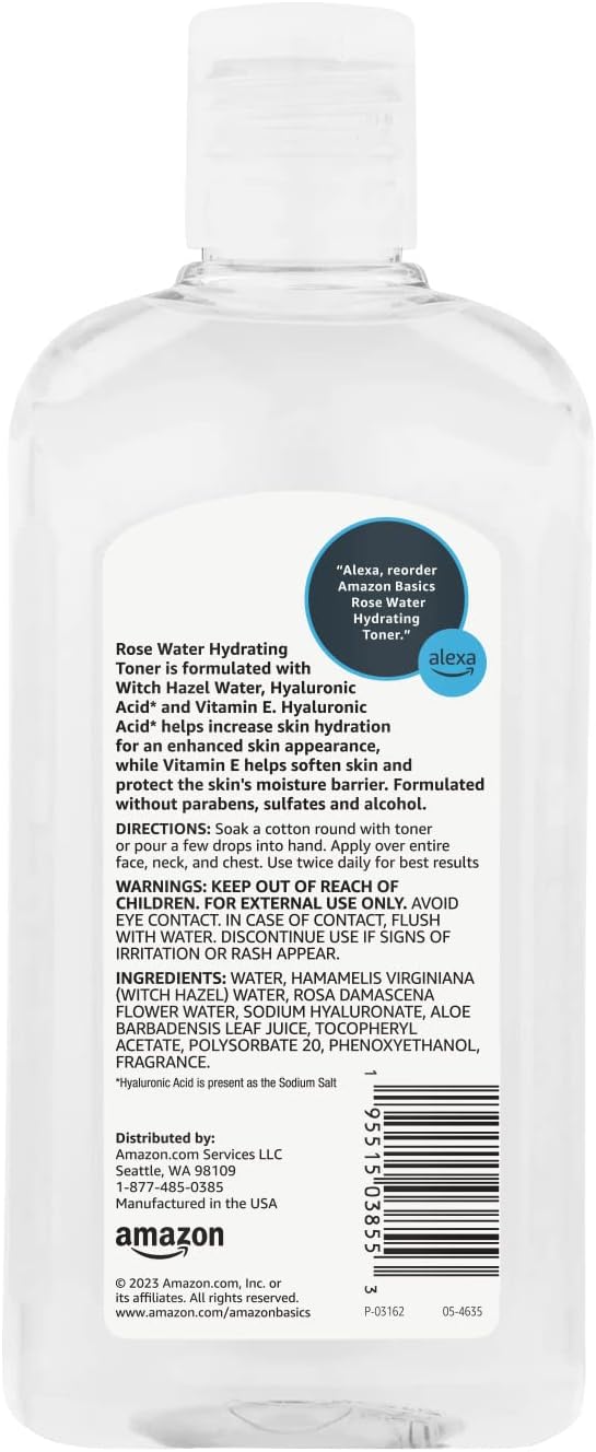 Detalle 2 de Amazon Basics Rose Water Hydrating Facial Toner (Alcohol-Free), 16 fl oz