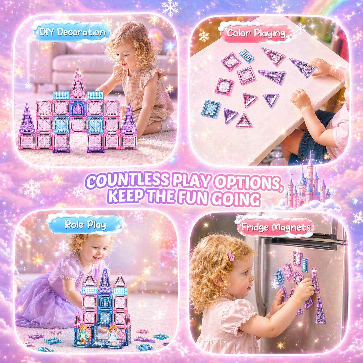 Detalle 2 de Travel Magnetic Tiles for Kids 43 Pcs: Mini Magnatiles Travel Set