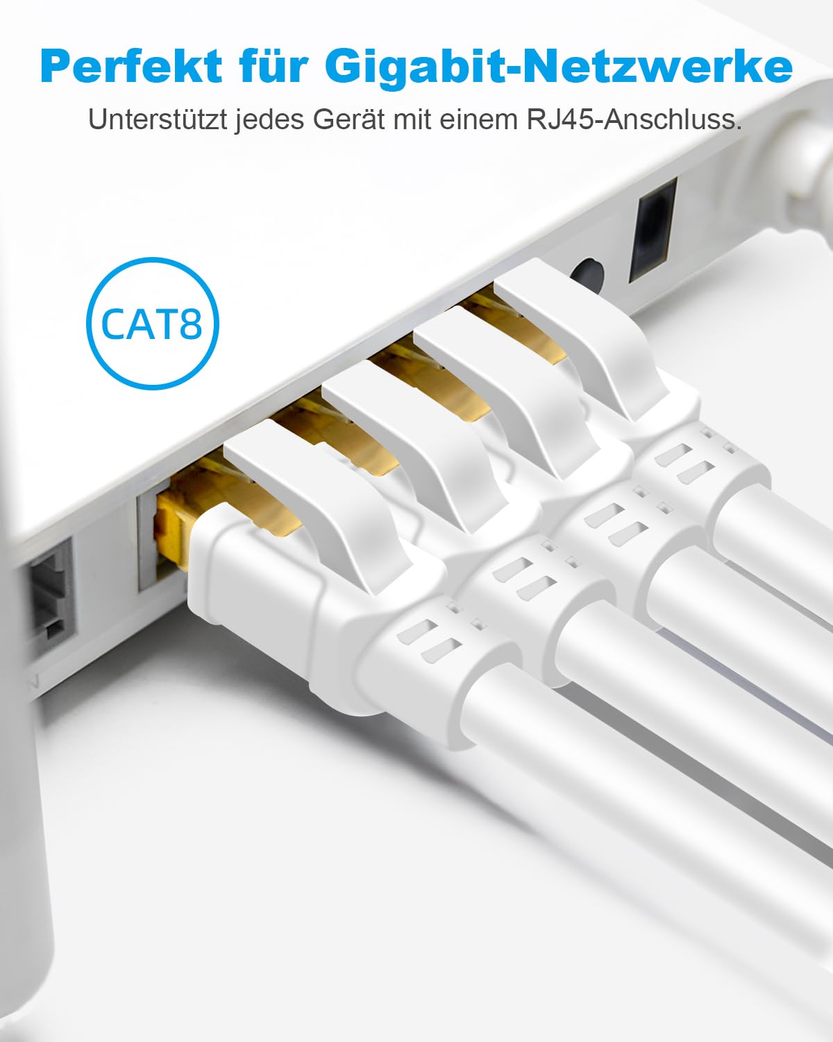 Thumbnail 1 de DDMALL CAT8 LAN-Kabel (8 m), F/FTP Ethernet mit vergoldetem RJ45 für Router, Modem & Gaming