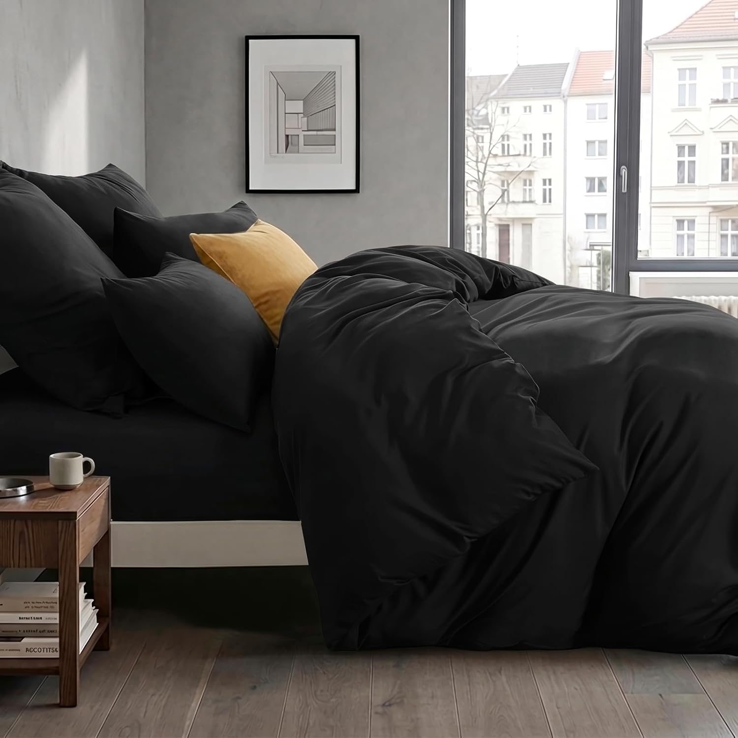Thumbnail 2 de RUIKASI Bettwäsche 220x240 (3-teilig) Schwarz aus Polyester-Mikrofaser mit Reißverschluss, Oeko-TEX