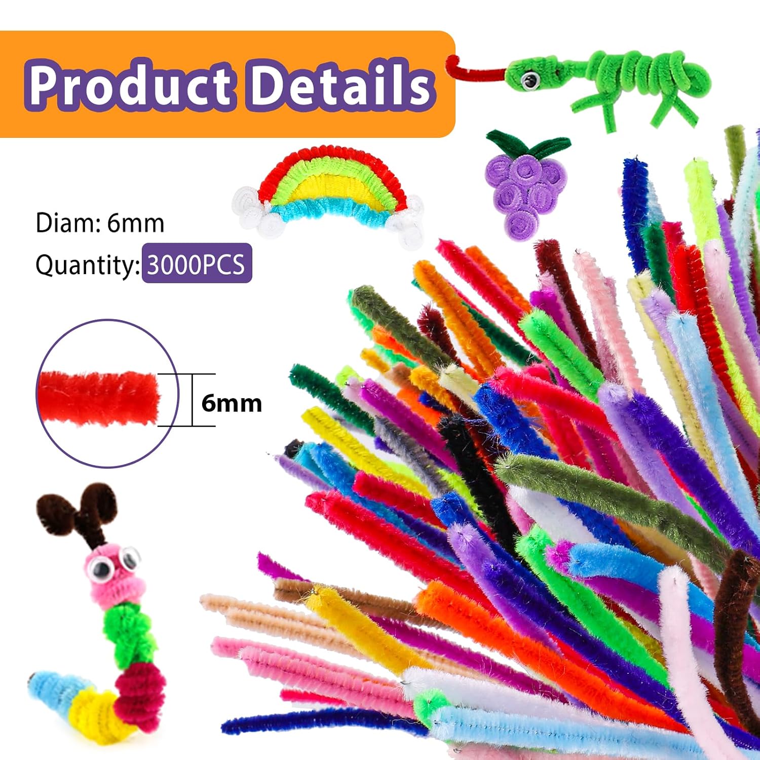 Detalle 2 de Caydo 3000 Pipe Cleaners 6mm x 12in