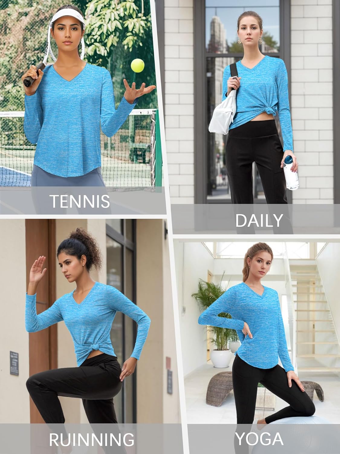 Thumbnail 1 de Damen Sportshirt Kurzarm mit V-Ausschnitt und UPF 50+ (Flauschfutter) – atmungsaktiv & mit 4-Wege-Stretch