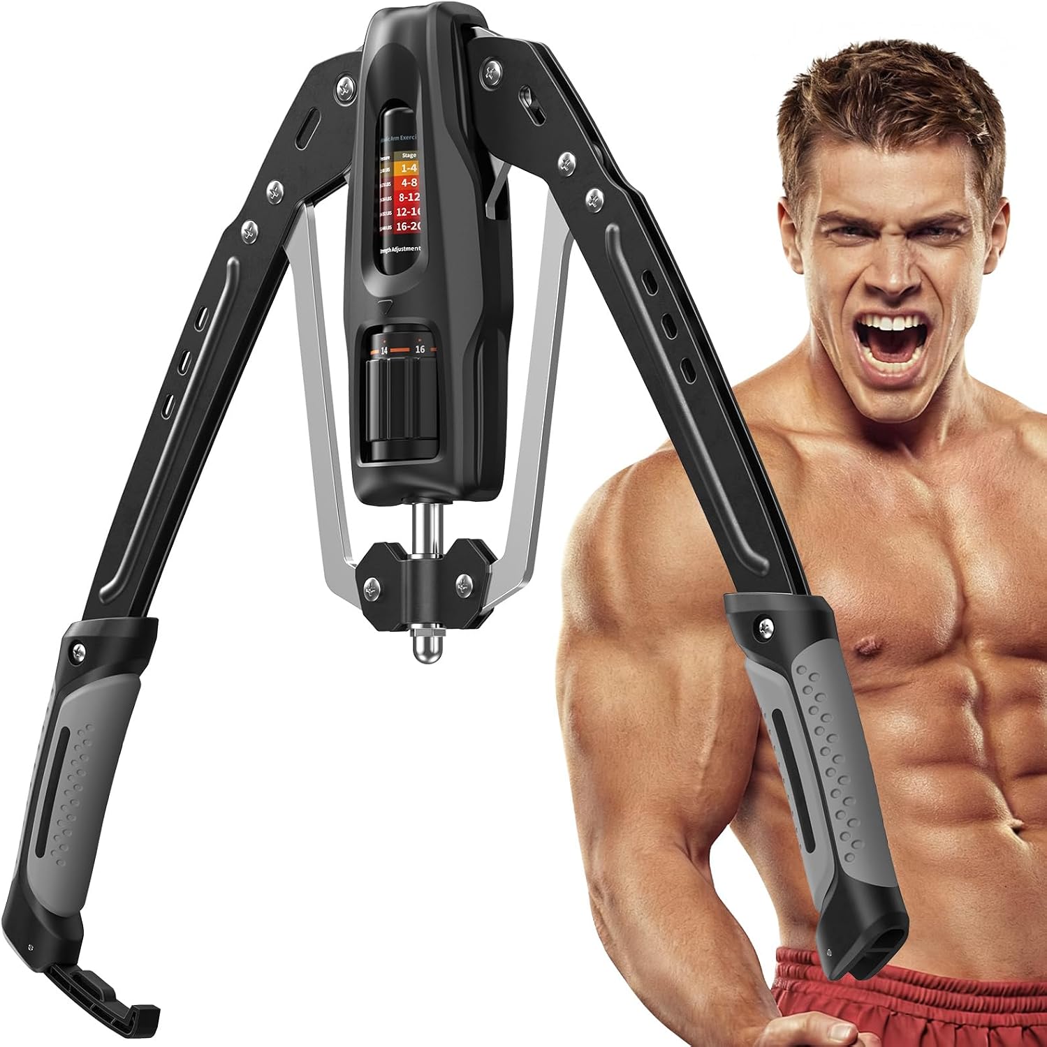 Detalle de MERACH Twister Arm Trainer, Adjustable Hydraulic Chest Expander, 22–440 lb