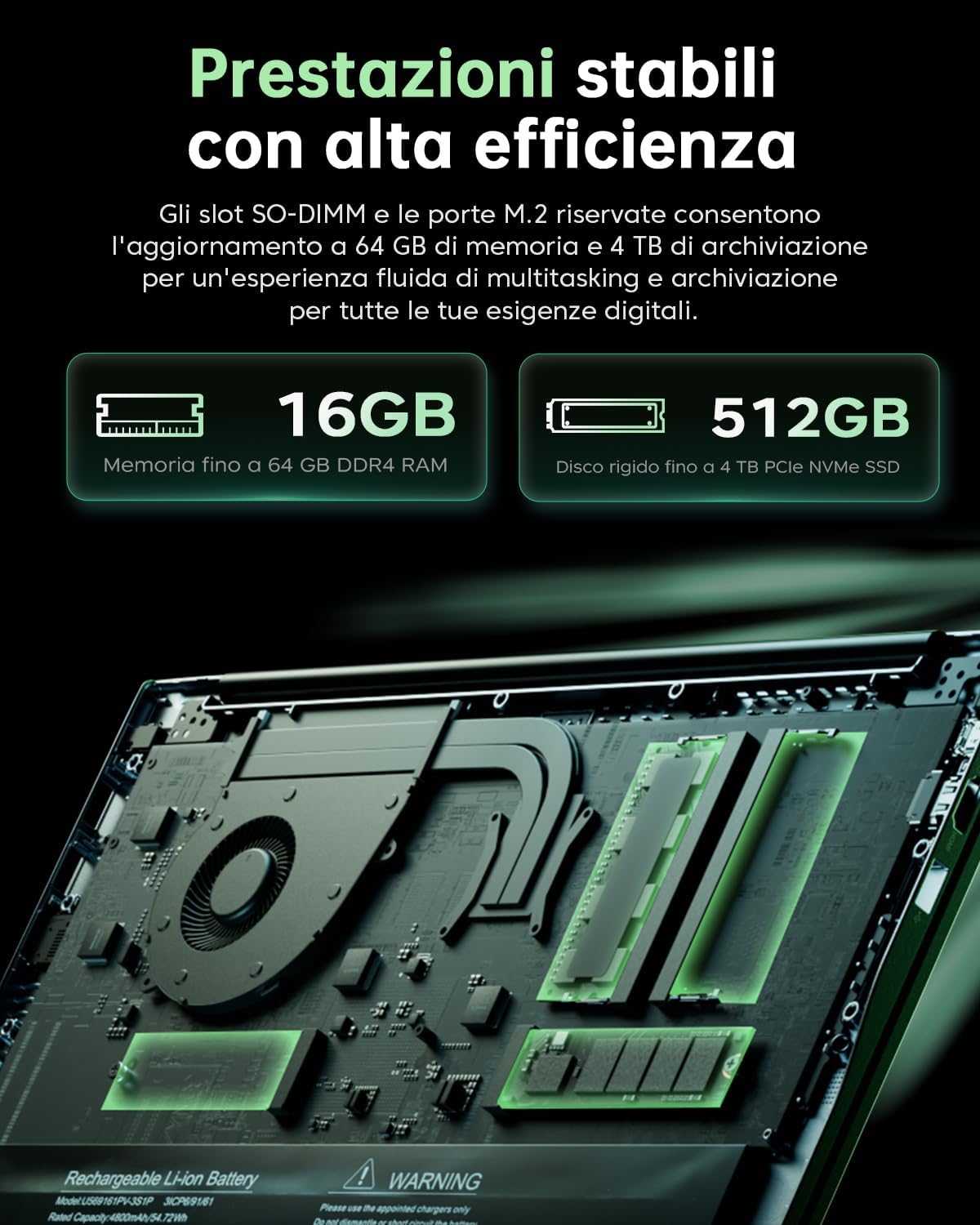 Thumbnail 2 de ACEMAGIC laptop portatile 15,6" con Ryzen 7 5700U, 16 GB RAM e SSD NVMe da 512 GB