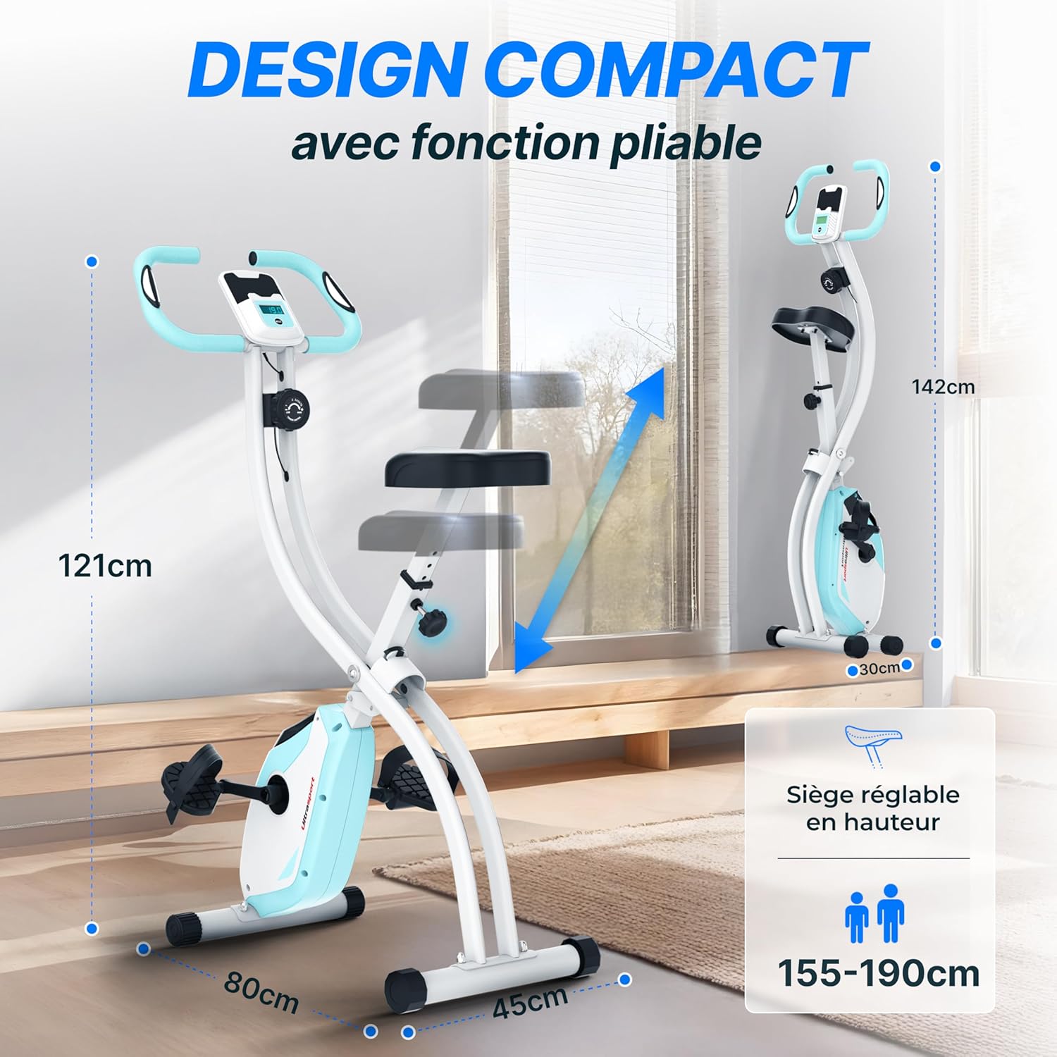 Thumbnail 4 de Ultrasport F-Bike Vélo d’Appartement Pliable 130 kg