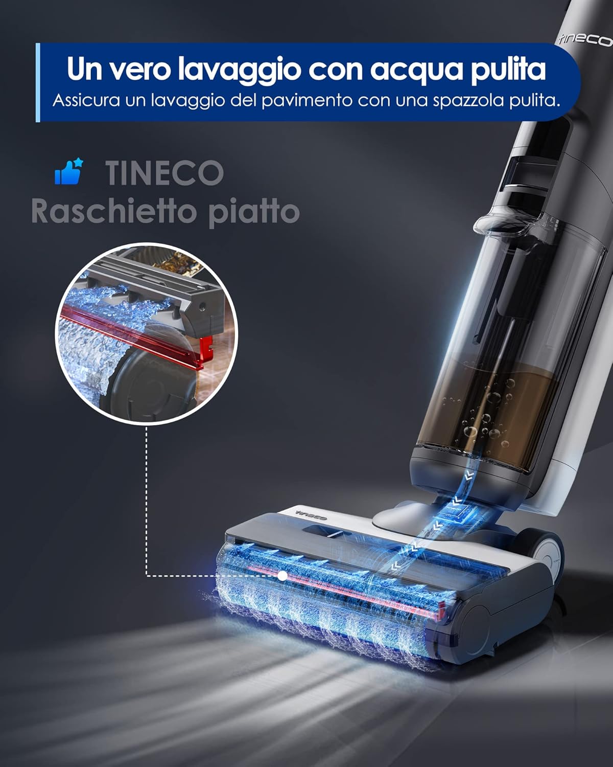 Detalle 2 de Tineco FLOOR ONE S5: Aspirapolvere senza fili intelligente e lavapavimenti per pavimenti asciutti o bagnati