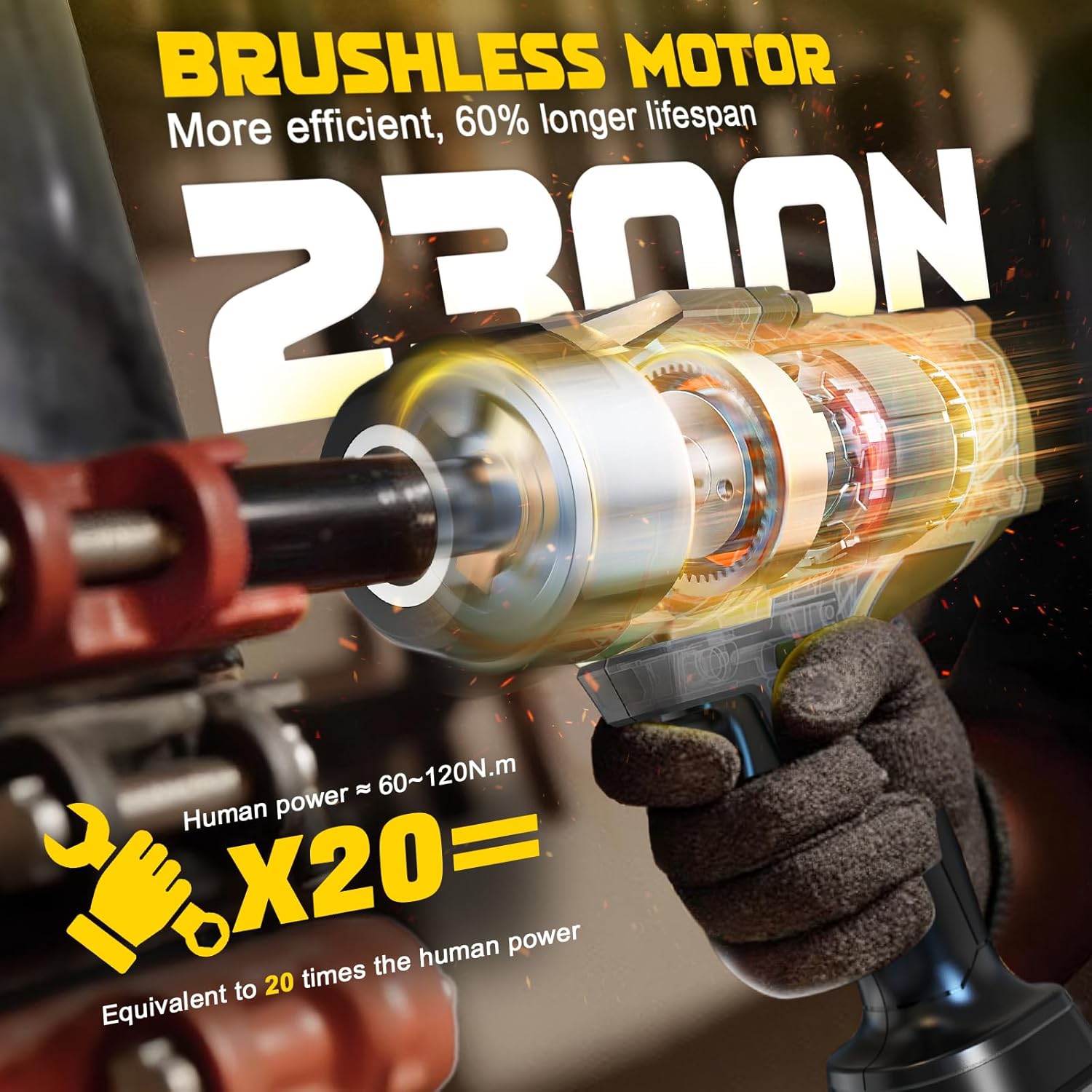 Detalle 2 de DIYtoolifz Cordless Impact Wrench 1700 Ft-lbs
