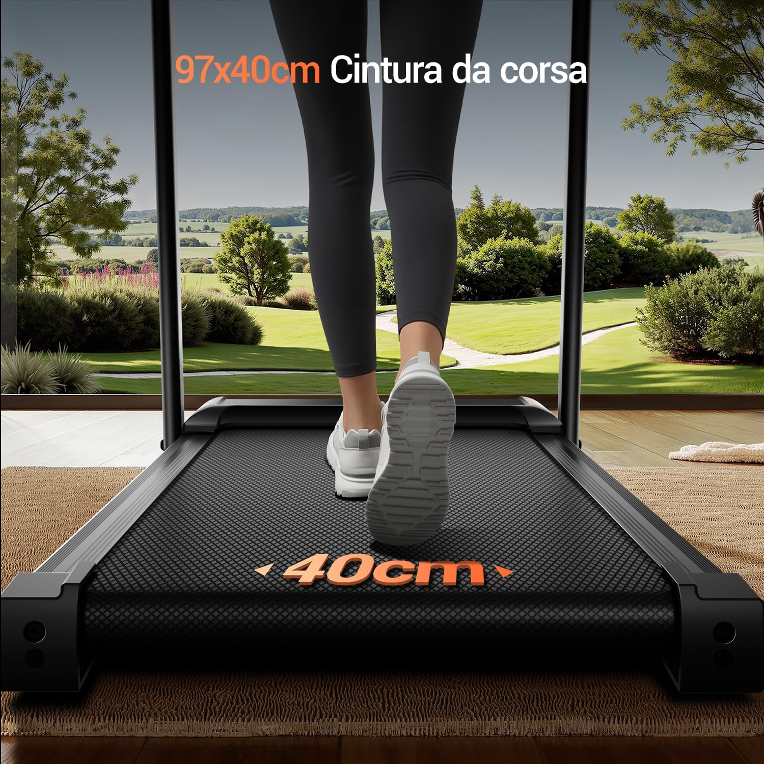 Thumbnail 6 de UMAY Tapis Roulant Salvaspazio con Inclinazione 15% — Motore 3.0 HP, 97x40 cm, Display LED