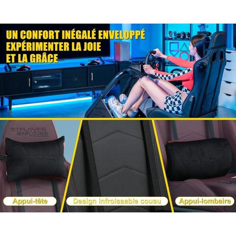Detalle 2 de Cockpit de simulación GTPLAYER Sim Racing con altavoces y soporte para volante y pedales