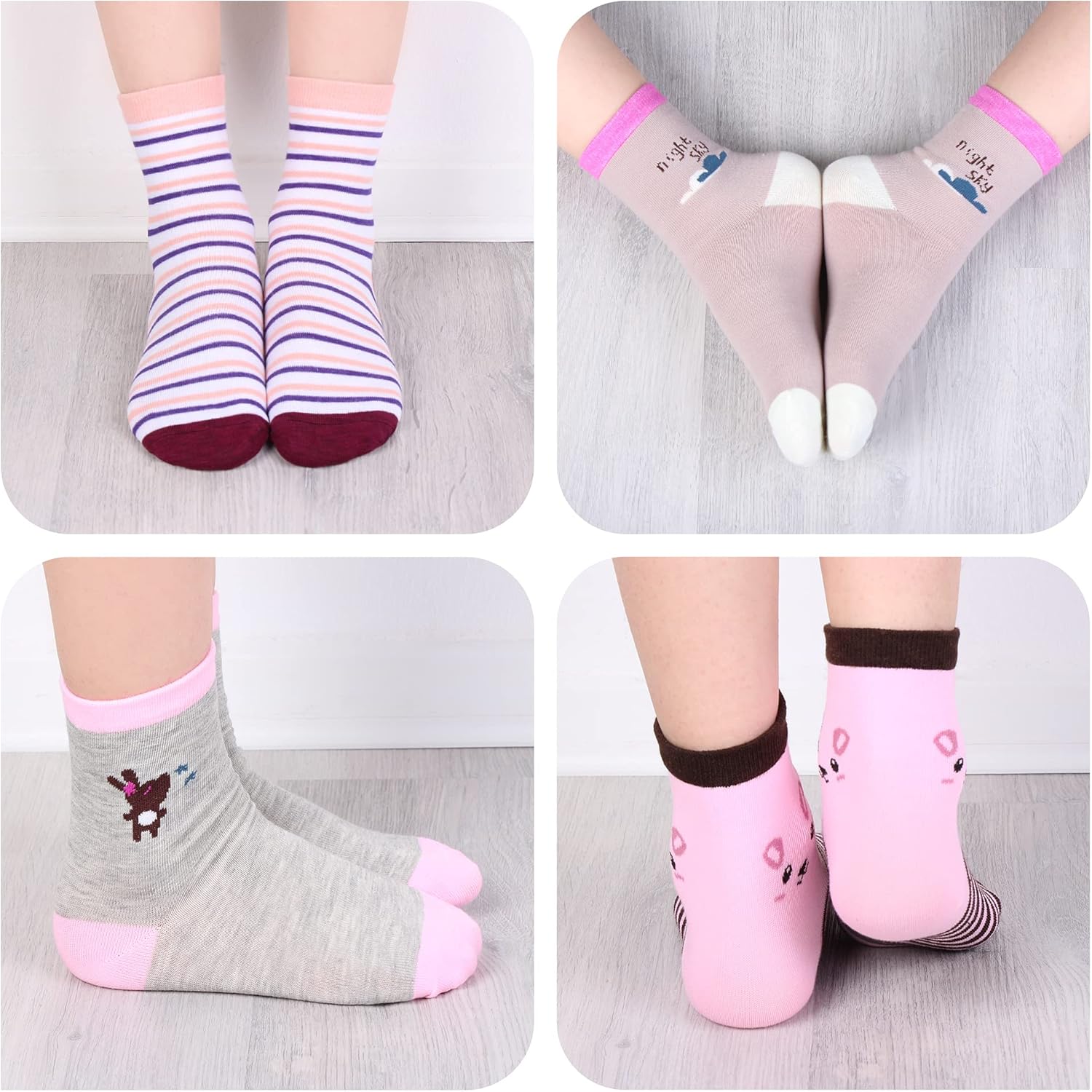 Thumbnail 1 de Lot de 12 chaussettes enfants filles en coton L&K-II motif mignon coloré automne/hiver