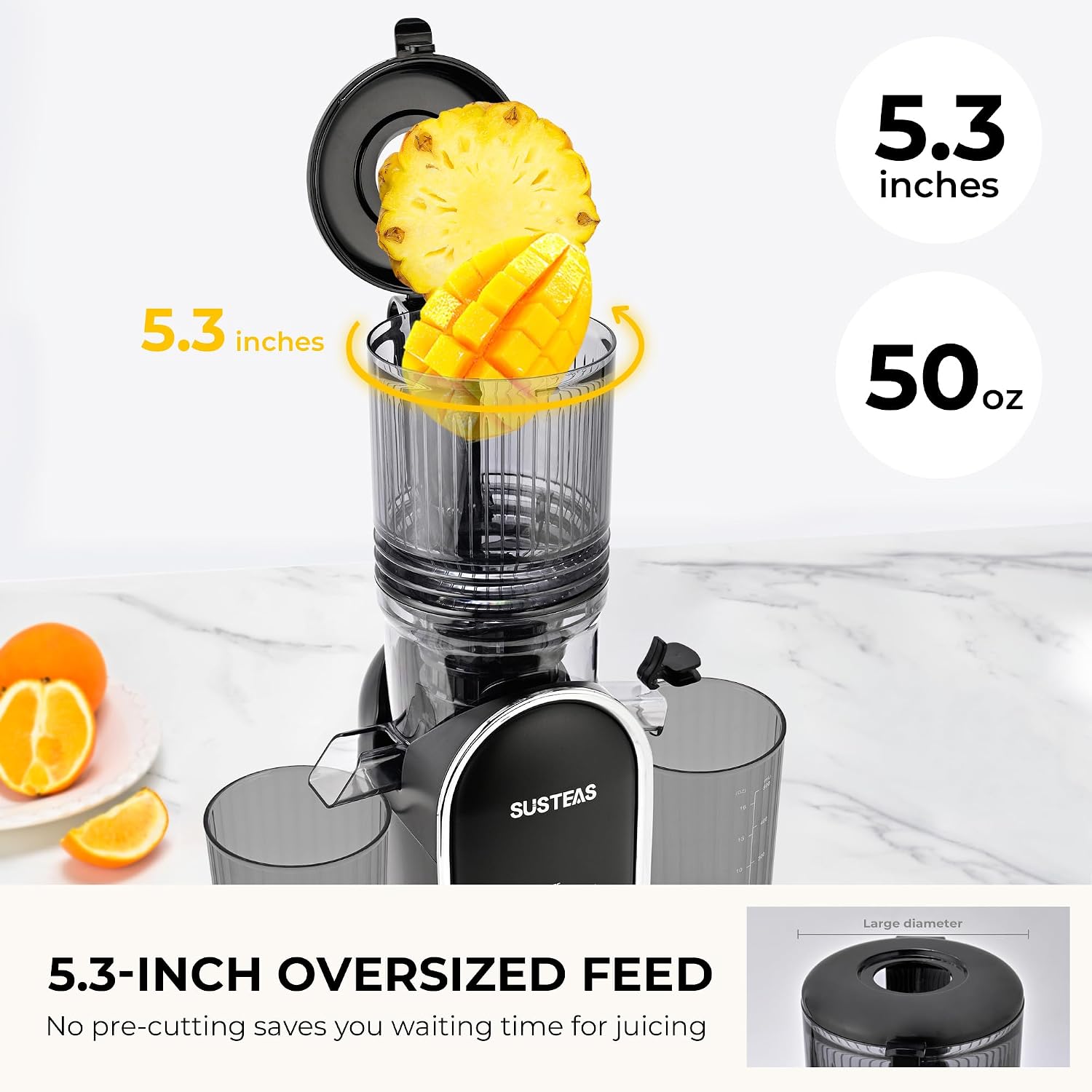 Detalle 2 de SUSTEAS Cold Press Juicer 300W, 1.5L capacity 🧃