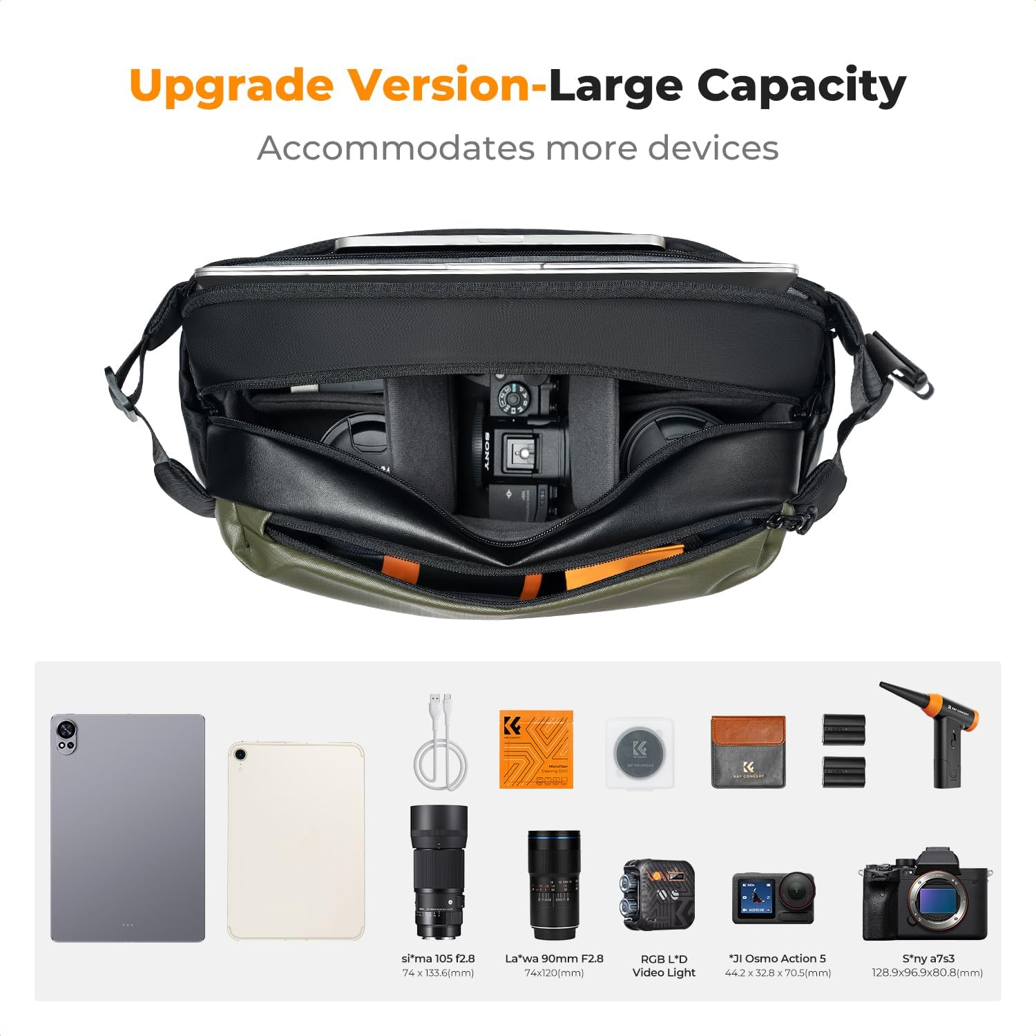 Detalle de K&F CONCEPT Borsa per Fotocamera: impermeabile, versatile e pronta all’uso
