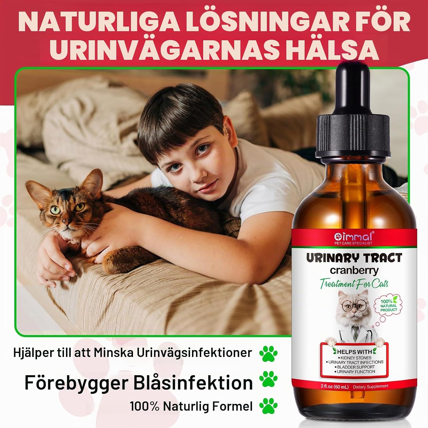 Detalle 2 de RoongDuuDll urinstöd för katt, droppar med tranbärsextrakt, 60 ml