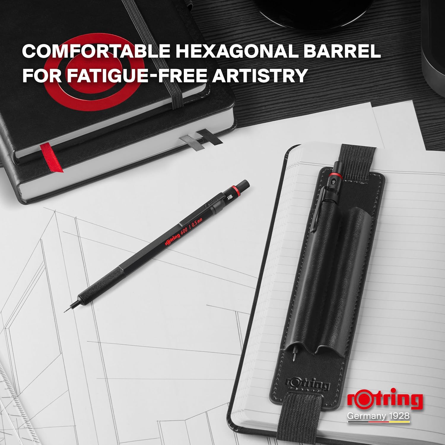 Detalle 2 de rOtring 600 Set regalo: portamine meccanico in metallo con astuccio PU e taccuino