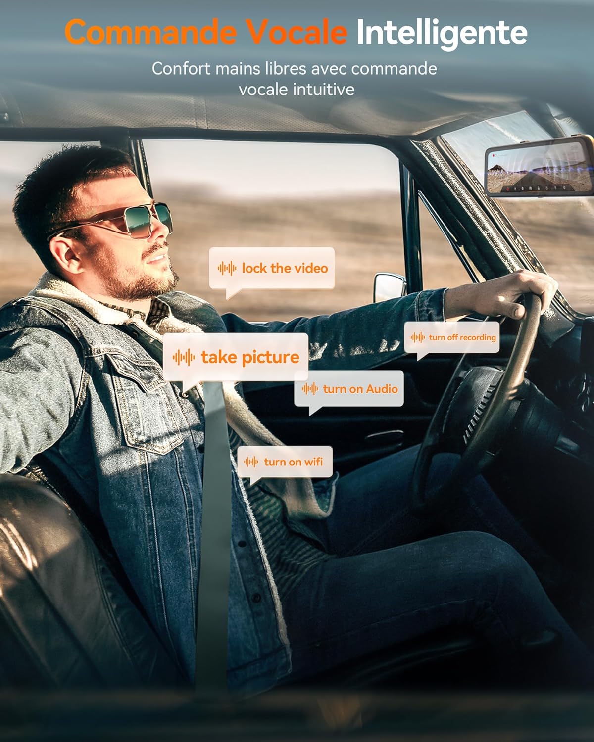 Thumbnail 4 de WOLFBOX G900 Pro dashcam rétroviseur 4K (12 pouces) avec STARVIS 2 IMX678, 5,8 GHz WiFi et GPS