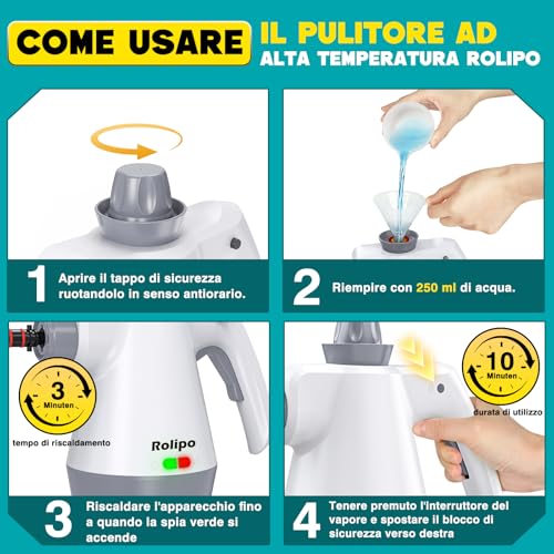 Thumbnail 8 de Rolipo Pulitore a Vapore Portatile: Pistola Multifunzione per Uso Domestico