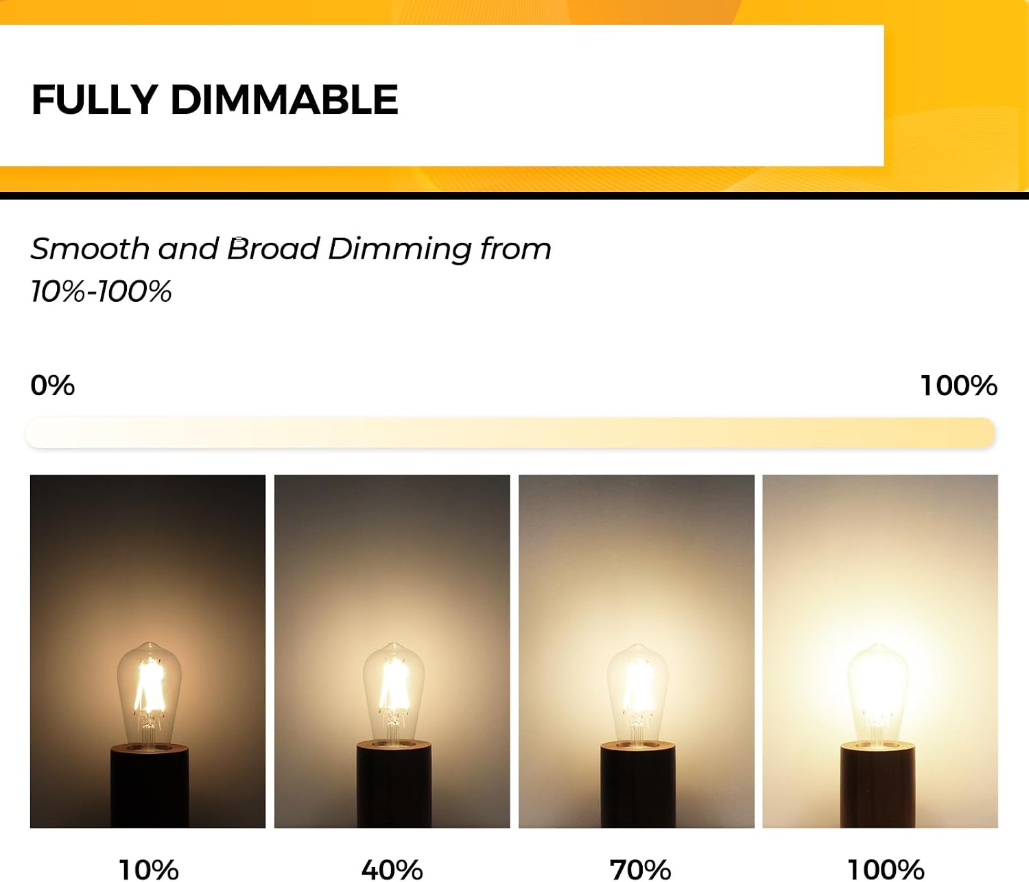Detalle de Hizashi LY-ST58-6W-W-90-C Edison LED Bulbs, Dimmable 3000K, 12-Pack
