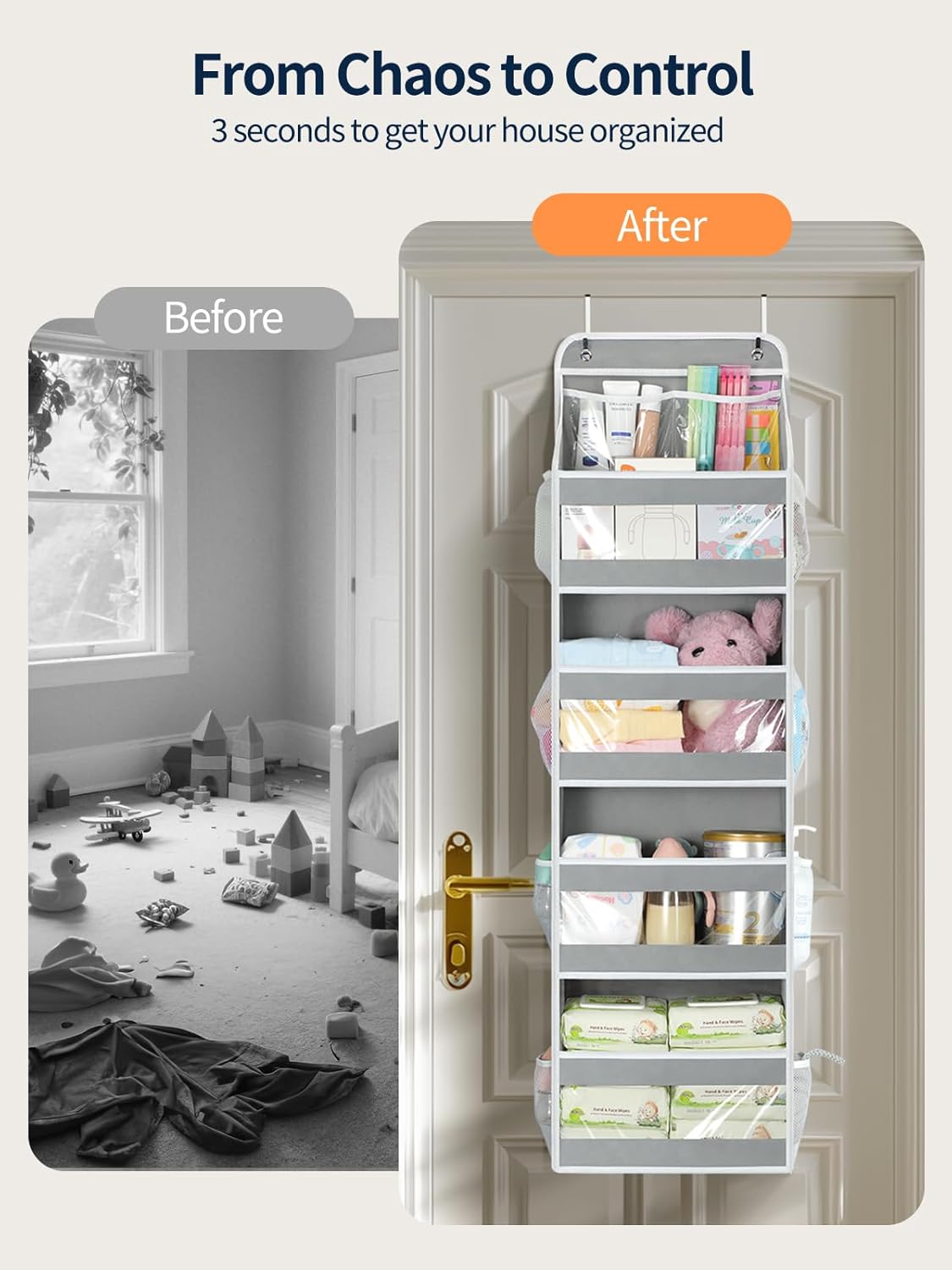 Thumbnail 1 de Yecaye 5-Tier Over The Door Organiazer Hanging Storage Organizer with Clear PVC Windows