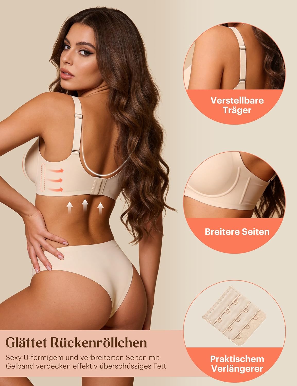 Thumbnail 3 de Bresdk Soutien-Gorge Femme sans Armatures – Maintien renforcé, bonnet intégré et rembourrage