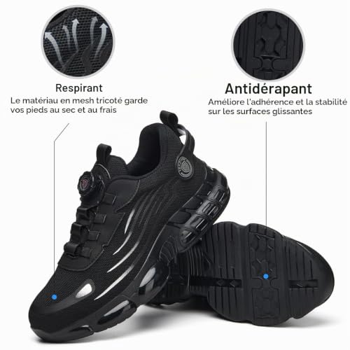 Detalle de YEKOYIOO Chaussures de Sécurité Basket - Hommes et Femmes, Noir, 43 EU
