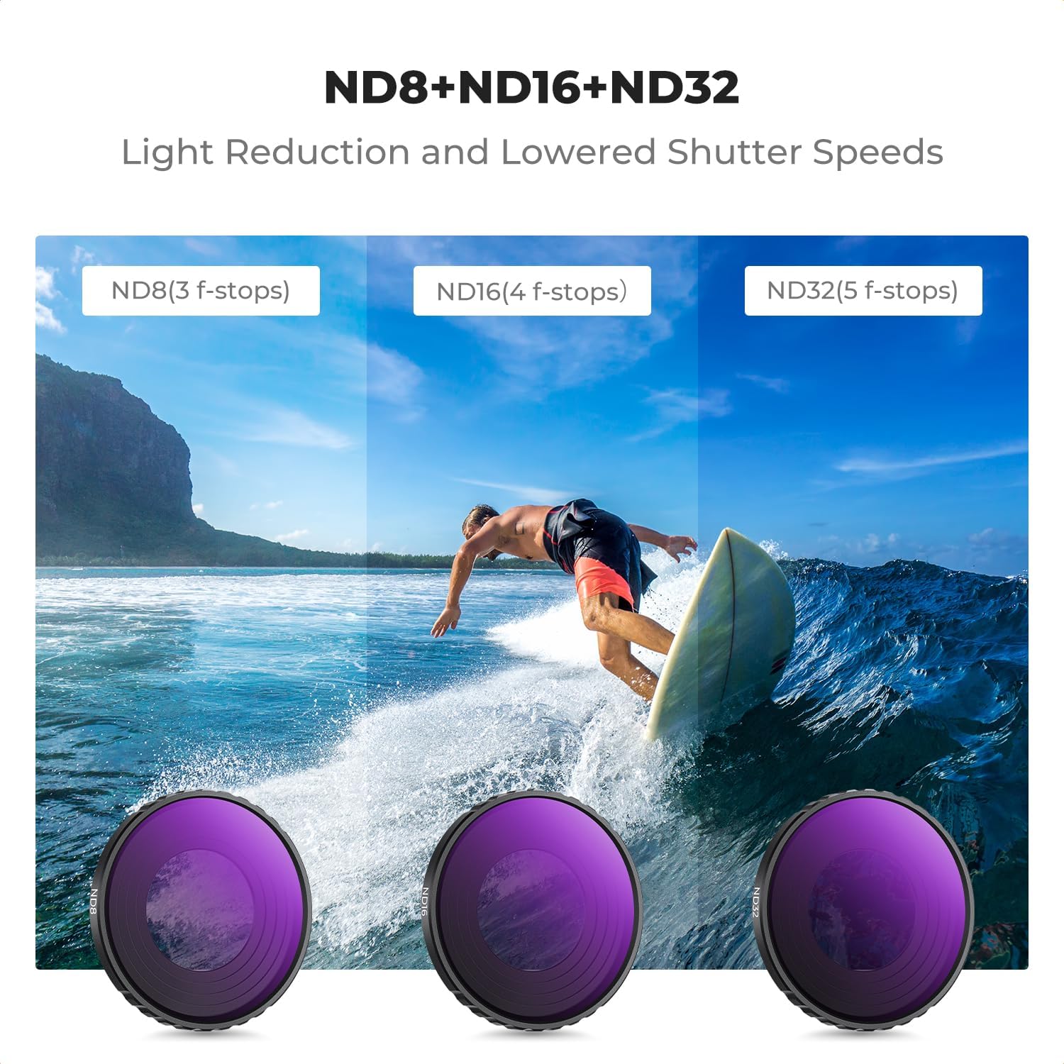 Detalle 2 de K&F Concept 4-Pack Filters for DJI Osmo Action 5 Pro & Action 4: CPL, ND8, ND16, ND32