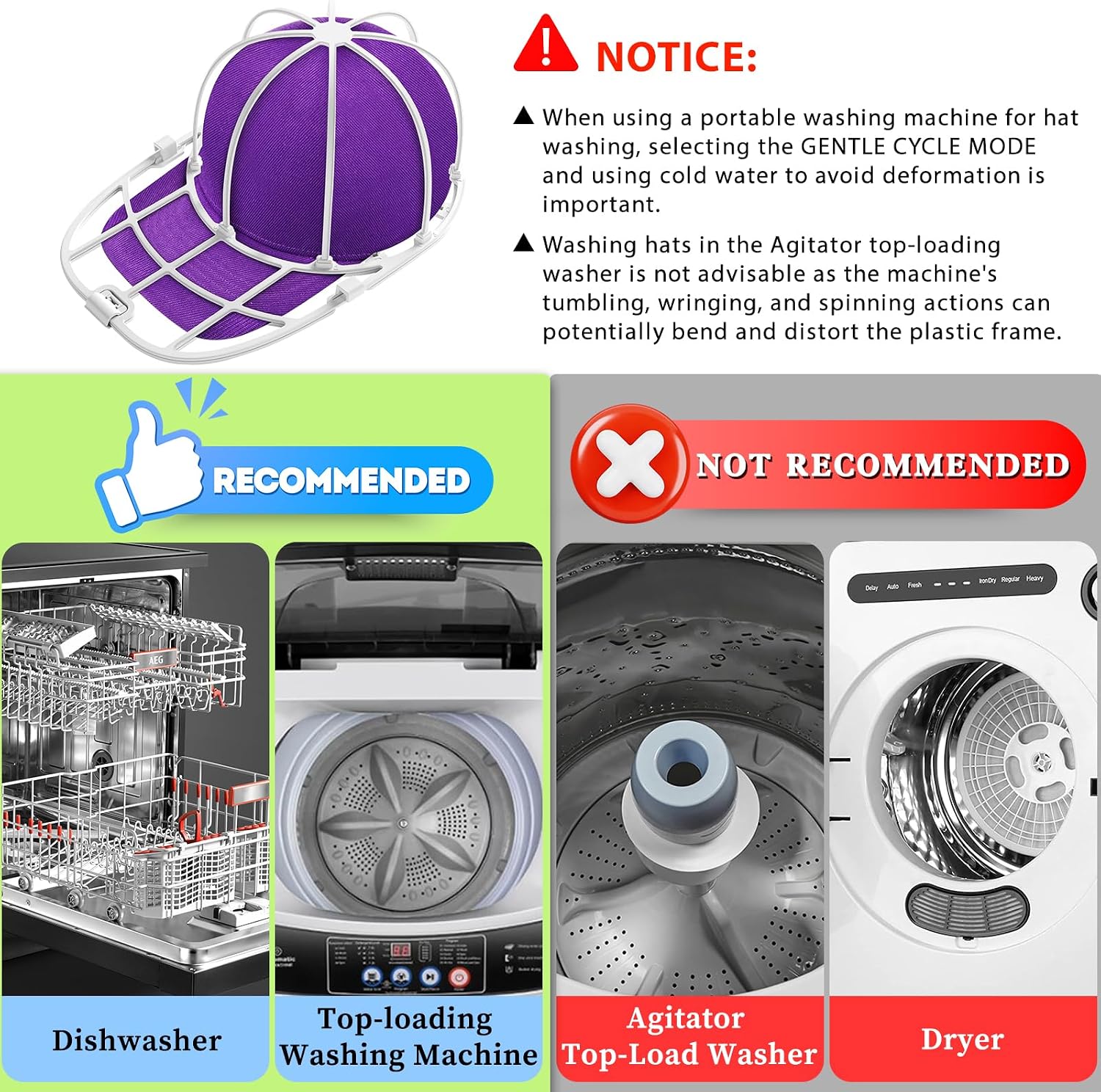 Detalle de Hat Washer for Washing Machine Hat Washer Cage — Basebal Cap Cleaner