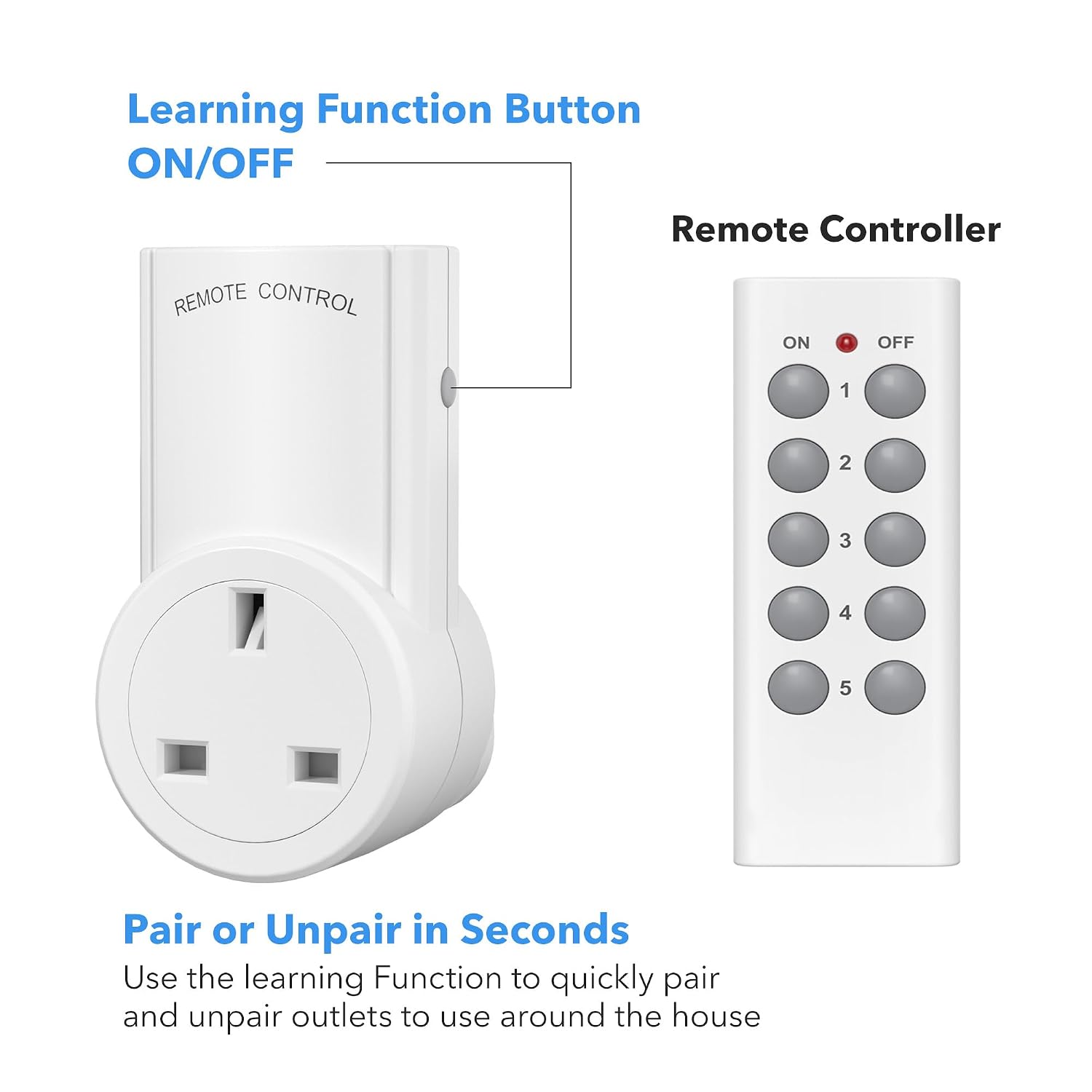 Thumbnail 2 de HBN Remote Control Plug Socket (13A/3120W) – 5 Pack with 2 Remotes: A practical UK review