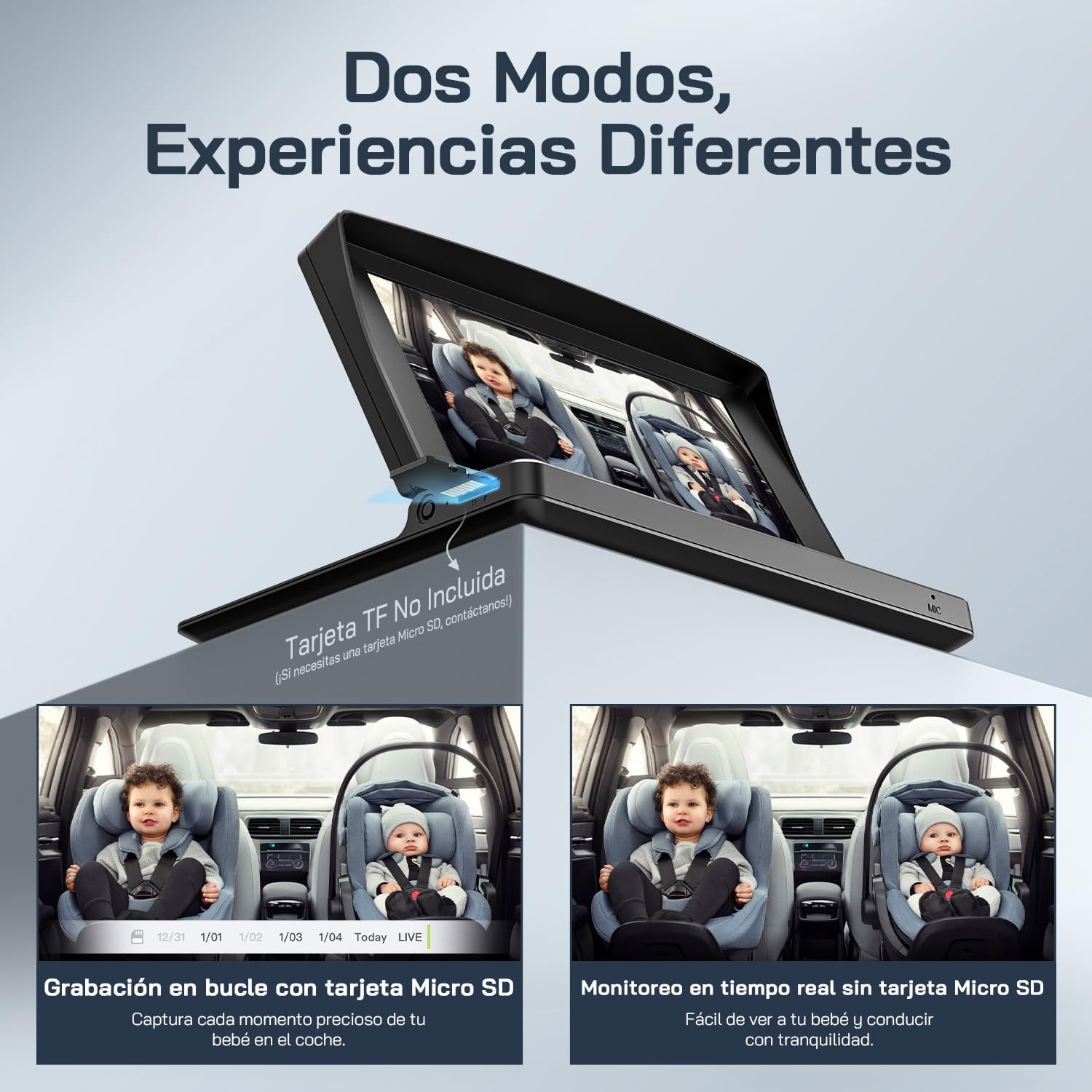 Detalle 2 de WOLFANG WB01 Espejo con cámara 5" para coche