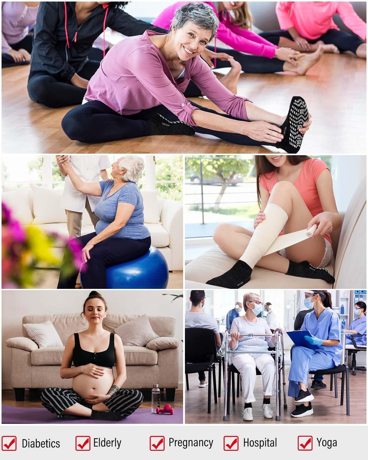 Thumbnail 6 de ZFSOCK Diabetic Non-Slip Bamboo Socks for Women