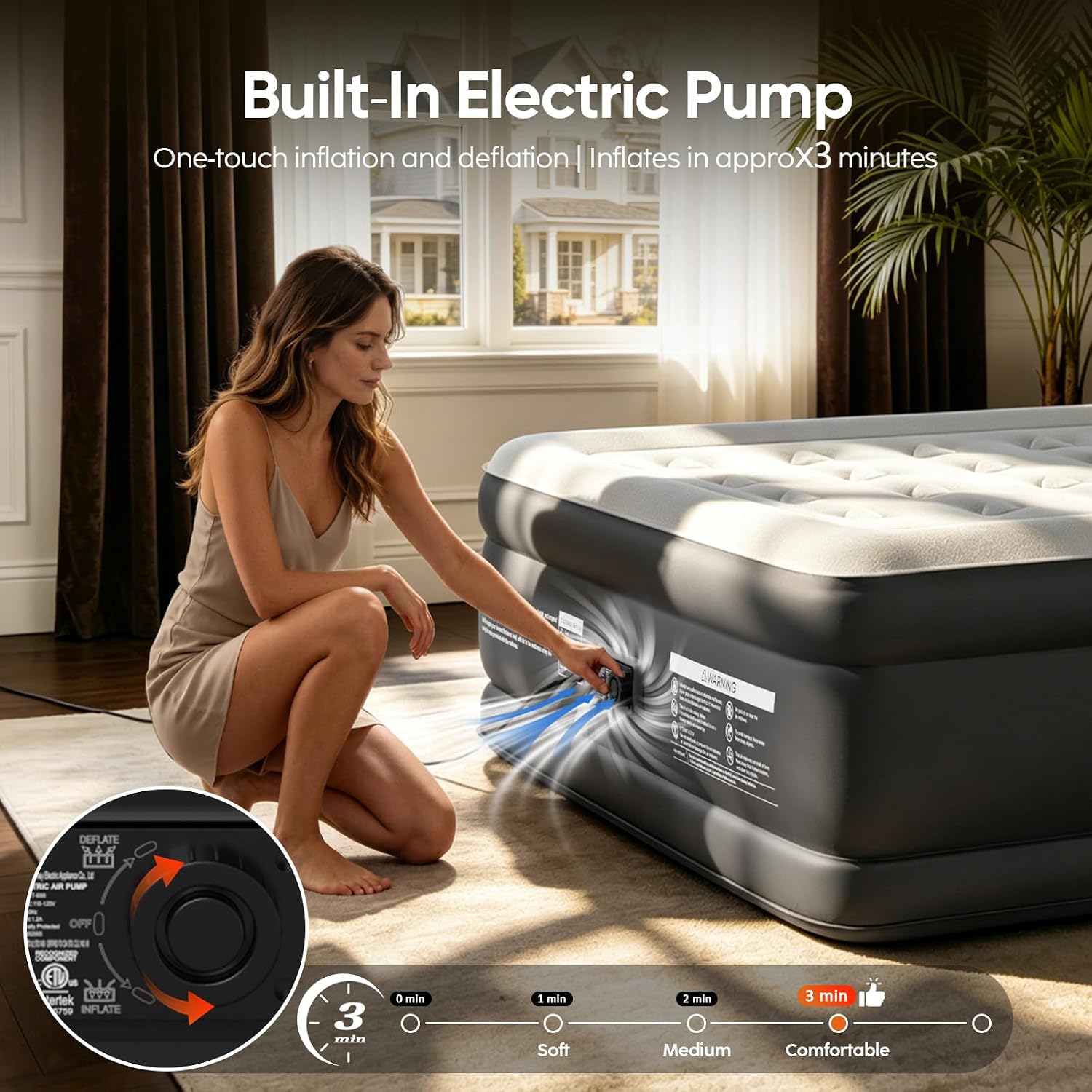 Detalle de DIVON Queen Air Mattress, 18-Inch Raised
