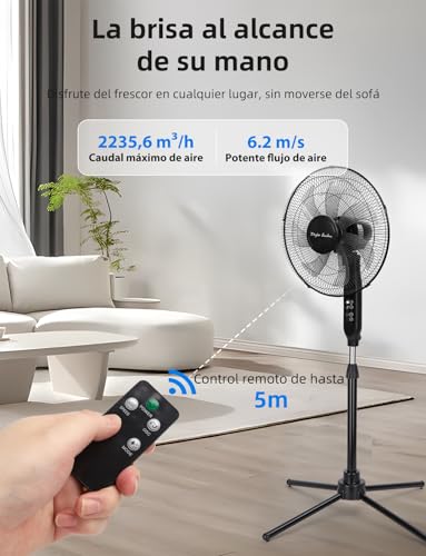 Detalle 2 de Taylor Swoden Ventilador de pie con mando 7 aspas – Potente, silencioso y regulable