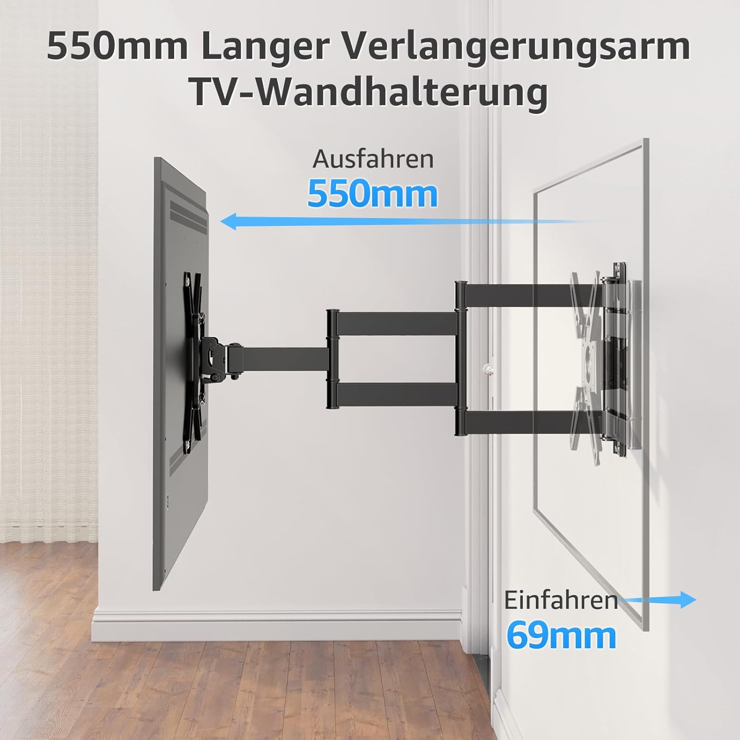 Detalle de MOUNTUP 550mm TV-Wandhalterung mit 180° Drehung