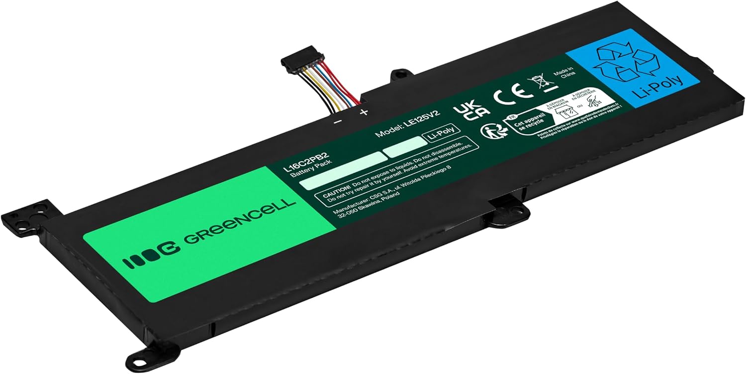 Detalle de Green Cell L16C2PB2/L16M2PB1 Batteria per Lenovo IdeaPad 3 serie 3-15, 320-15IKB / 320-15IAP / 15" – 4500 mAh, 7.4V, nero