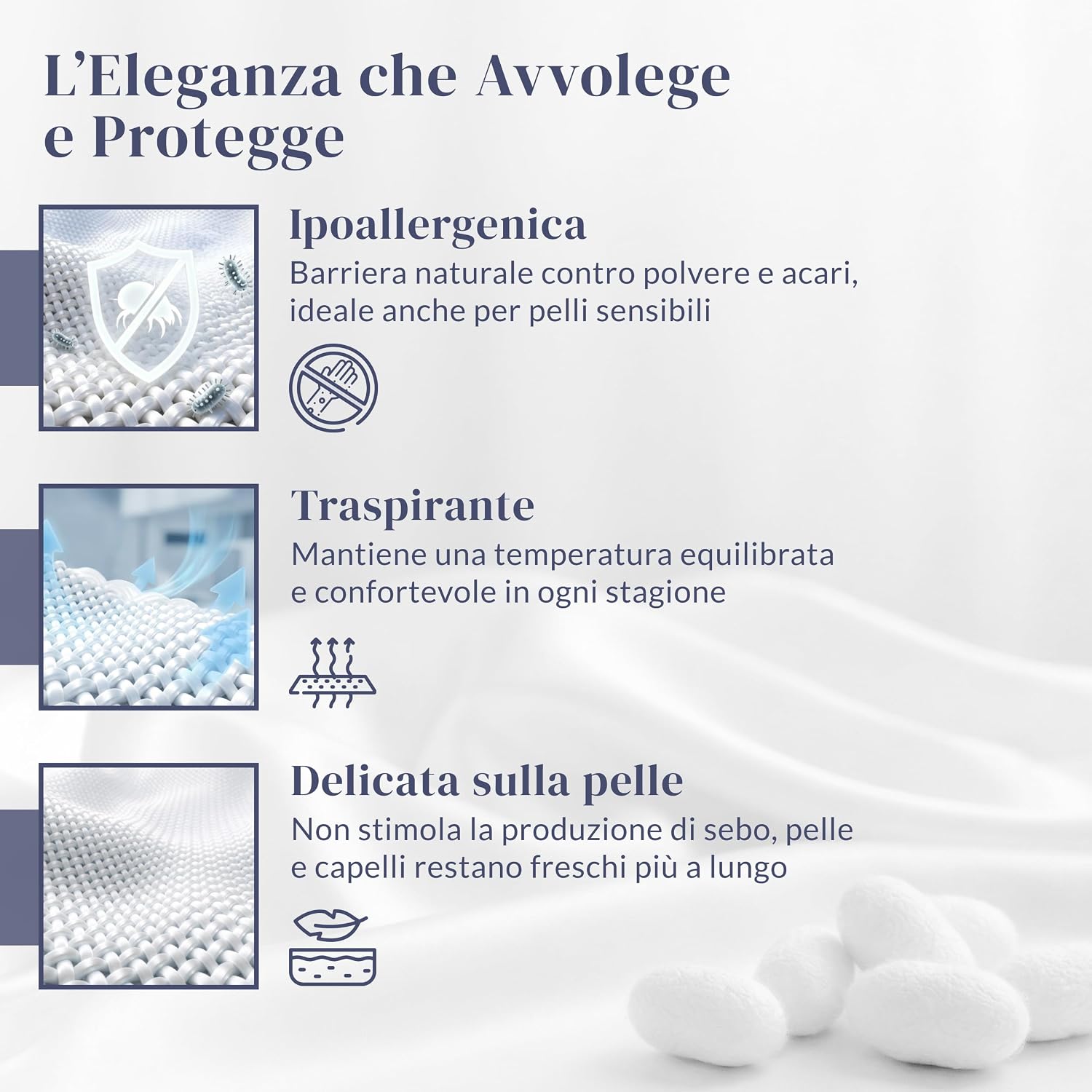 Detalle de Ferò Cuffia Seta Capelli Notte: 100% Gelso di Lusso, 22 Momme, Regolabile e Traspirante