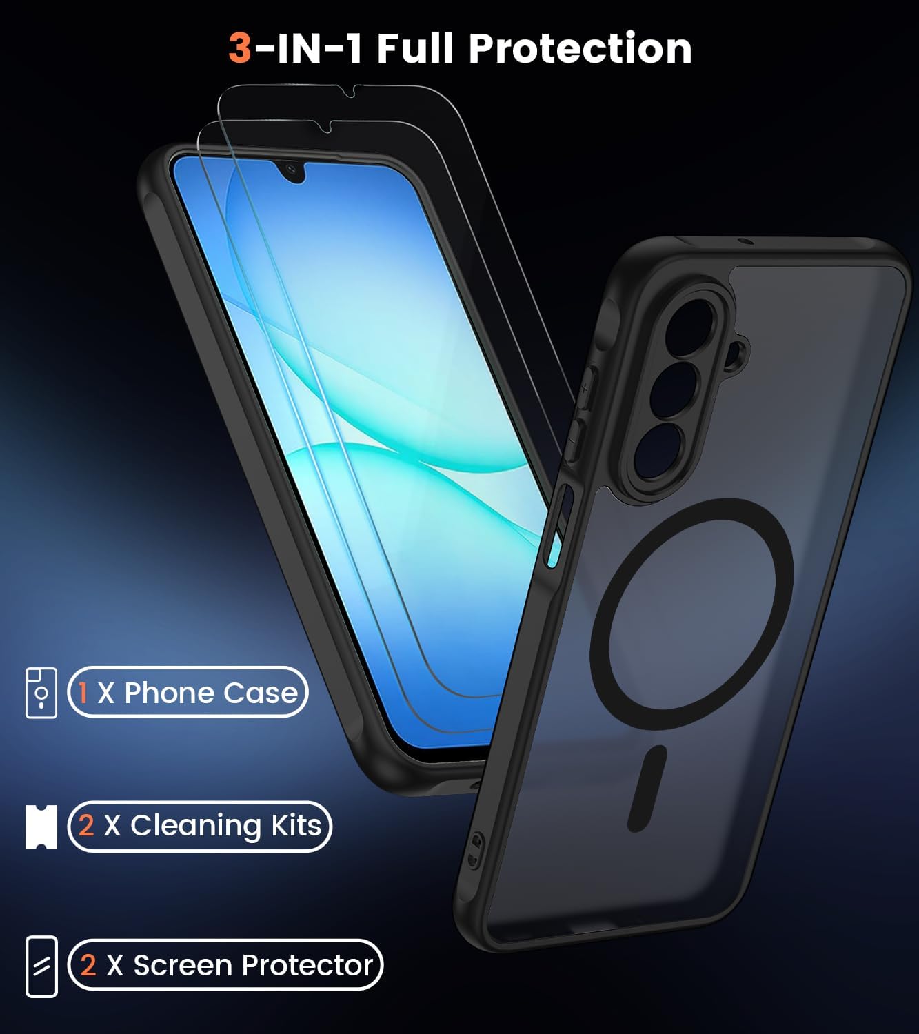Thumbnail 2 de Yohii Cover magnetica con Mag-Safe per Samsung Galaxy A17 4G/5G e protezione fotocamera (con 2 vetri temperati), nero
