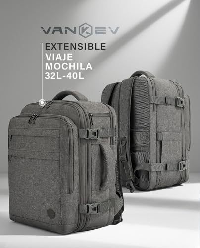 Thumbnail 7 de Mochila VANKEV de cabina extensible para viaje: 32–40 L, 45x36x20–25 cm, 15,6'' portátil