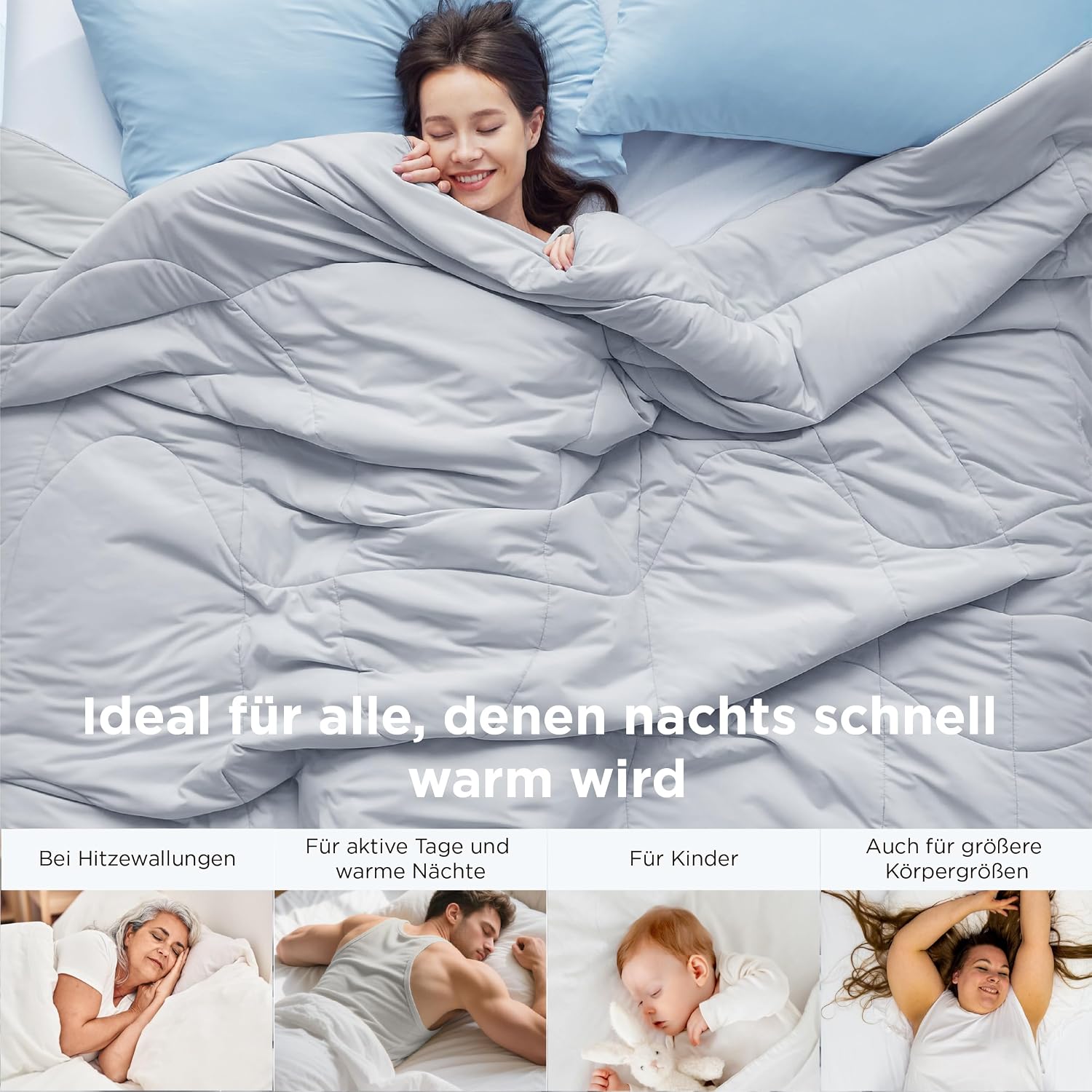 Thumbnail 6 de BEDSURE Kühldecke Doppelseitig Sommerdecke 135x200 – Arc-Chill Kühltechnik, Q-Max > 0,4, OEKO-TEX, Grau