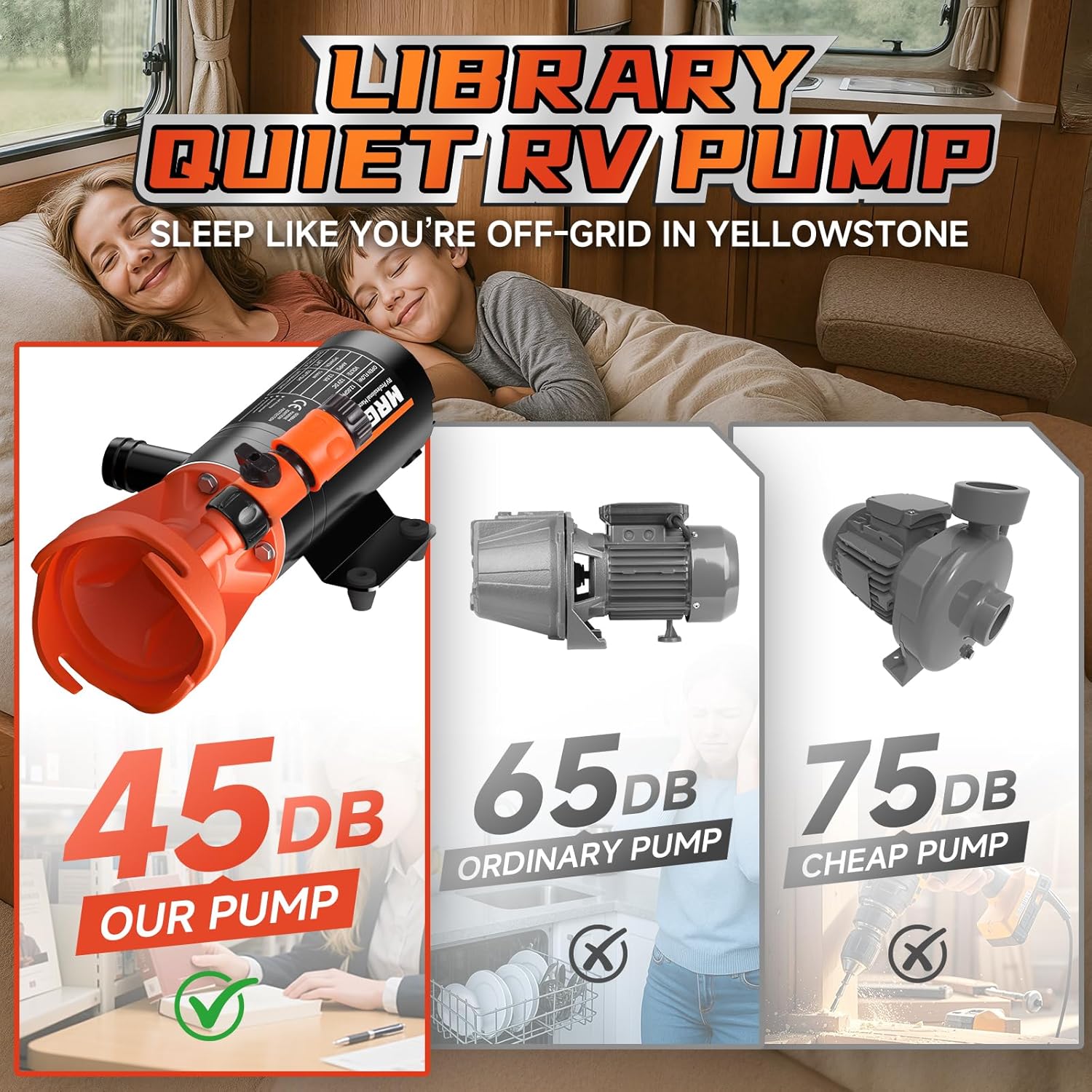 Detalle de MRGVFLO RV Macerator Pump 12V (Portable Waste Pump, 12GPM) for RV, Boat, and Camping