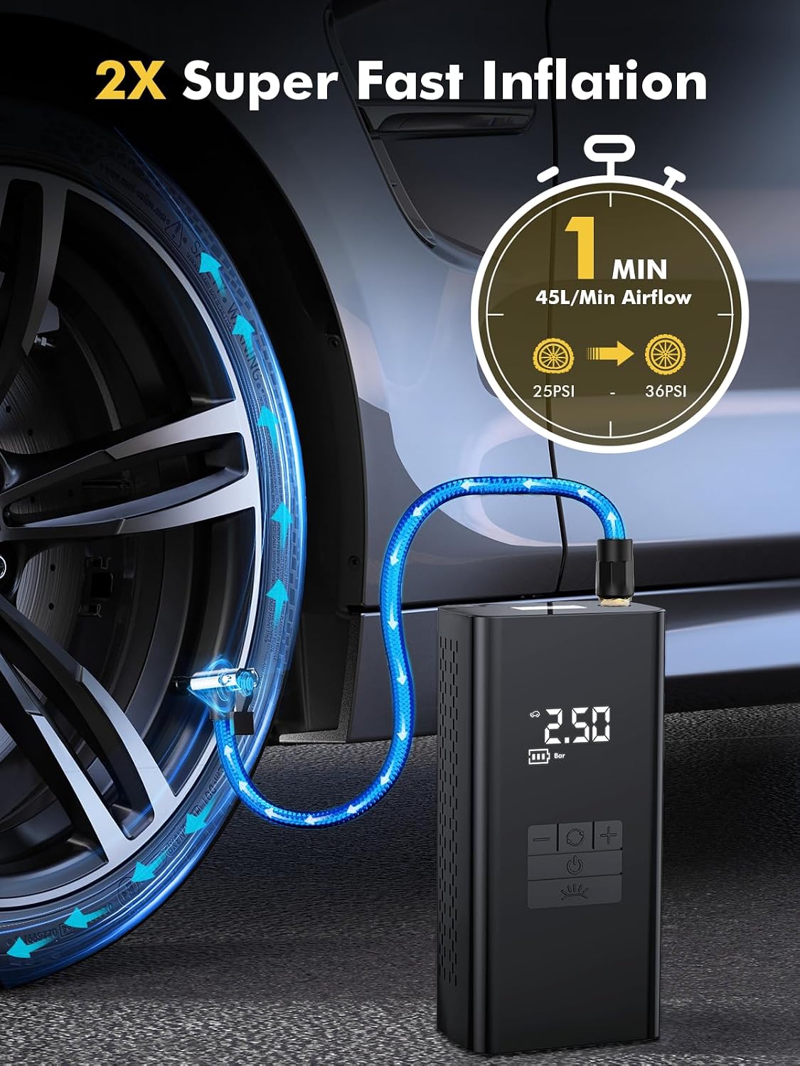 Detalle 2 de DIHOOM Cordless Tyre Inflator 6000mAh