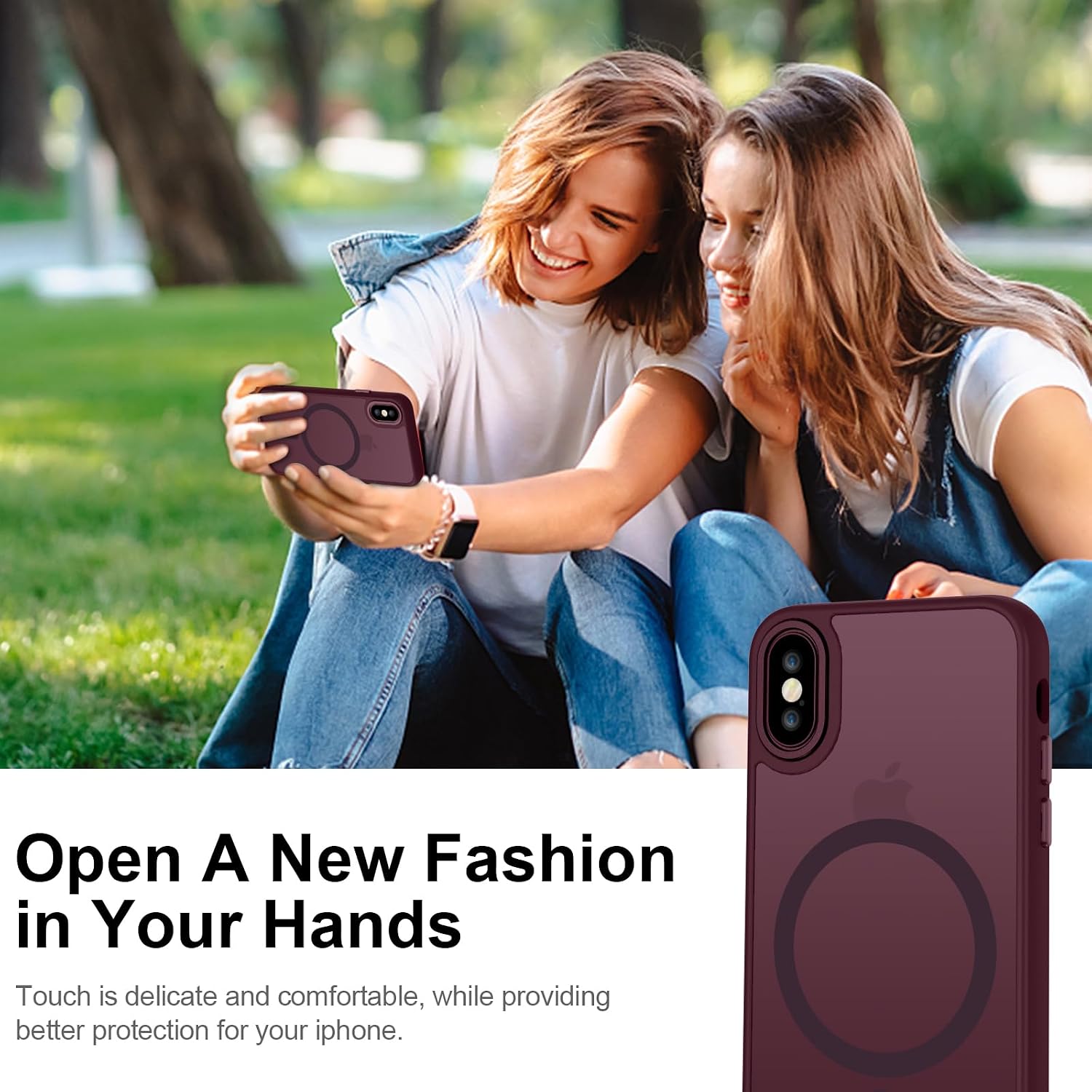 Detalle 2 de YUANDMI Cover Magnetica per iPhone XS: Custodia Opaca e Ultra-Sottile con MagSafe