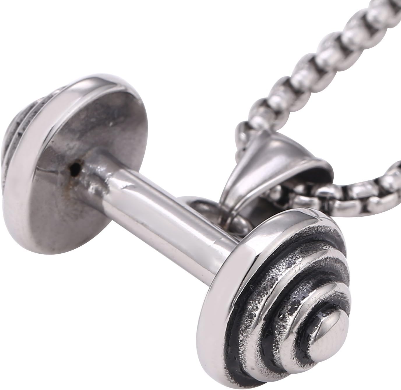 Detalle 2 de DonDon Collana Uomo in Acciaio Inox con Ciondolo Pesi per Sportivi – 50 cm