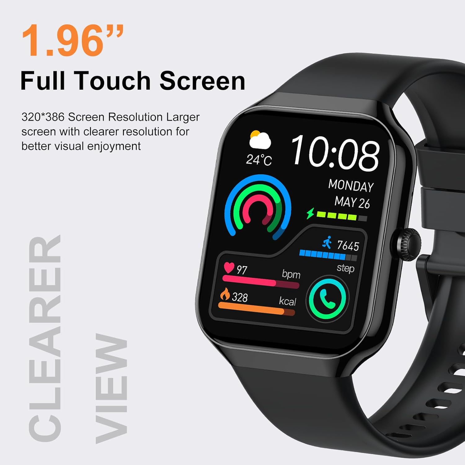 Thumbnail 2 de Smartwatch Herren/Damen mit 113+ Sportmodi, Herzfrequenz- und Schlafmonitor – 1,96" Display, IP68, Bluetooth Anrufe