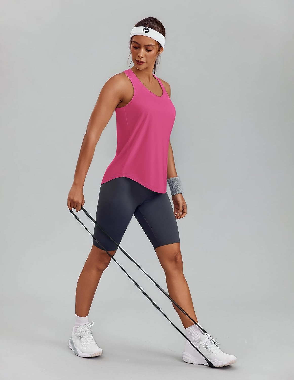 Detalle de PINSPARK Soft Workout Tank Tops for Women with UPF 50+ - U Neck, Quick Dry Racerback