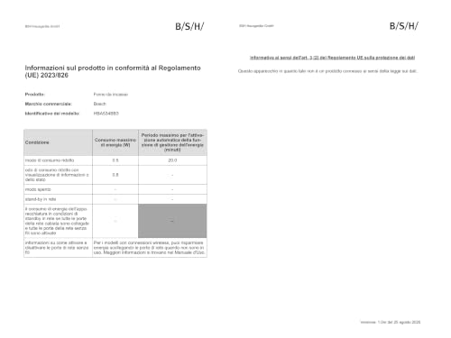 Thumbnail 10 de Bosch HBA534BB3 Serie 4 Forno con CleanCoating e 7 programmi – Nero