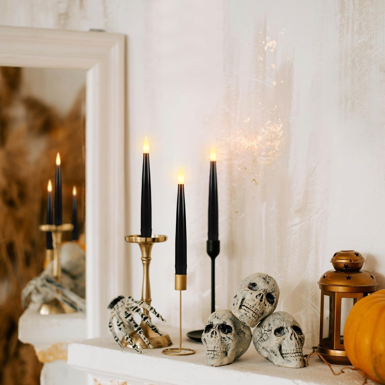 Detalle 2 de ECLHTLNY VEK125 Floating LED Candles, 12-Pack, Black with Warm Flickering Light