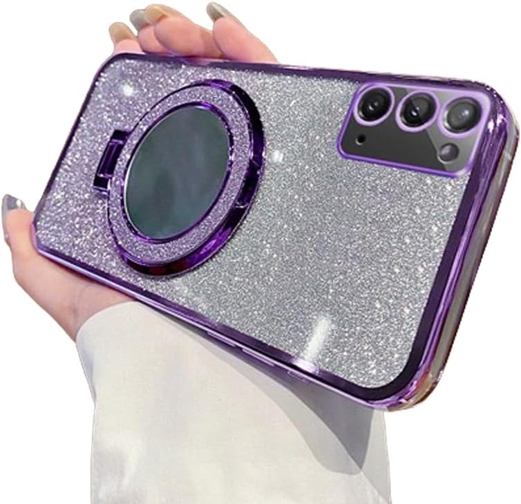 Detalle 2 de IMEIKONST Case for Samsung Galaxy Note 20 (Rose Gold DSJ) – Glitter Gradient Mirror Ring Case