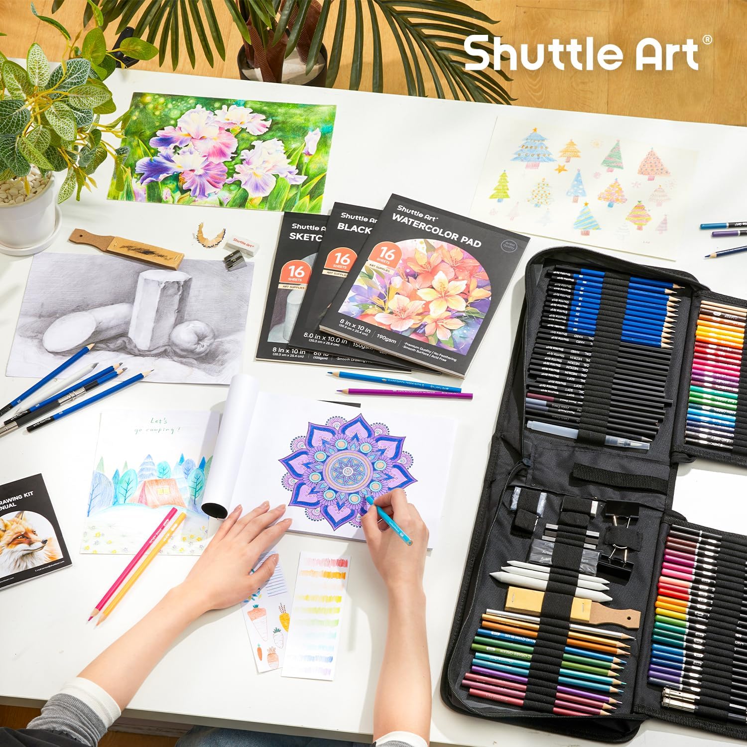 Thumbnail 5 de 116 Pack Sketching and Drawing Pencils Set by Shuttle Art (SA SS116) with 4 Pads