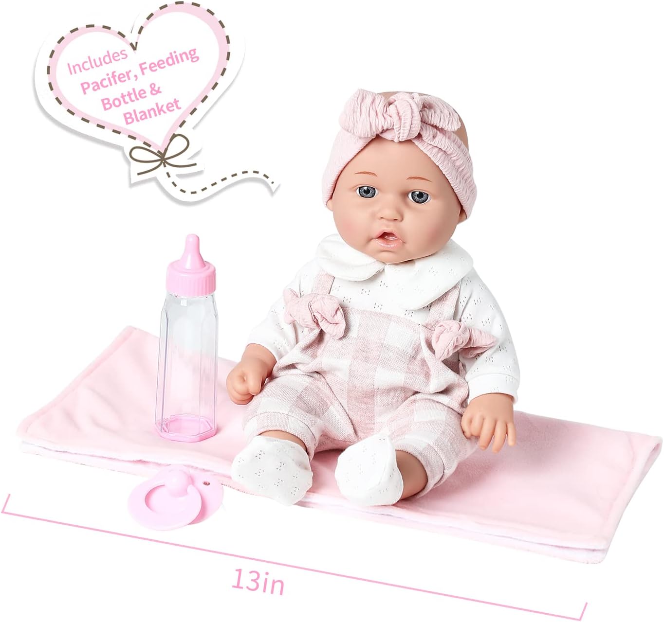 Thumbnail 1 de Enjoyin 12'' Baby Doll Gift Set (Doll, Pink Clothes, Pacifier, Microfabric Blanket & Feeding Bottle) for Ages 3+