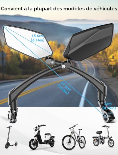 Detalle de COICER Retroviseur Velo – Rétroviseur gauche pour vélo électrique, adaptable à la plupart des guidons (21–26 mm)
